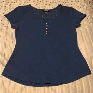Chaps royal blue top with lace upper back